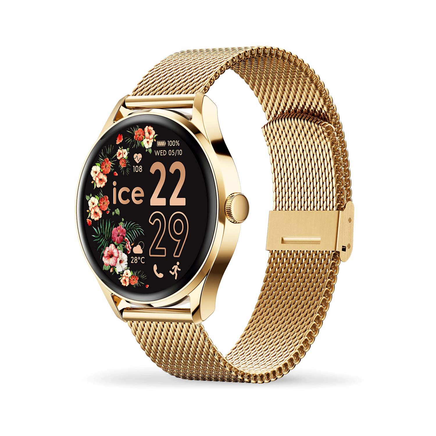 Runde Damen Ice Watch Smart Goldfarben mit Milanaiseband 024655 1