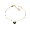 Modernes Fossil Herz Armband mit gruenem Malachit JF04858710