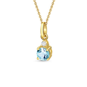8 Karat Blautopas Anhänger Gold mit weißem Zirkonia