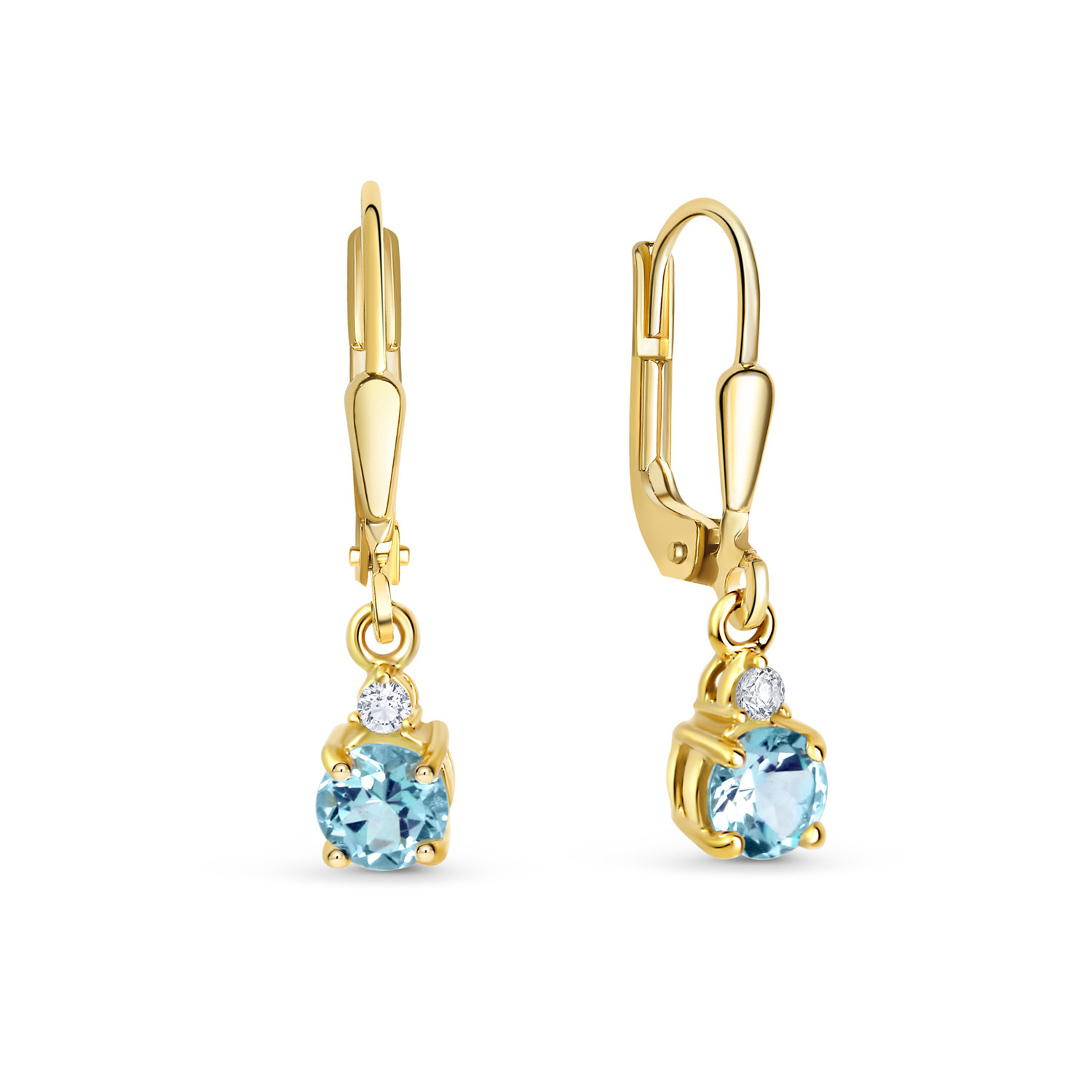 8 Karat Blautopas Ohrringe Gold mit Zirkonia weiss 23 53095