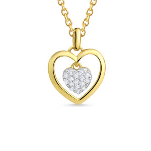 Doppelherz Anhänger Gold mit Zirkoniasteinen Ø 12MM