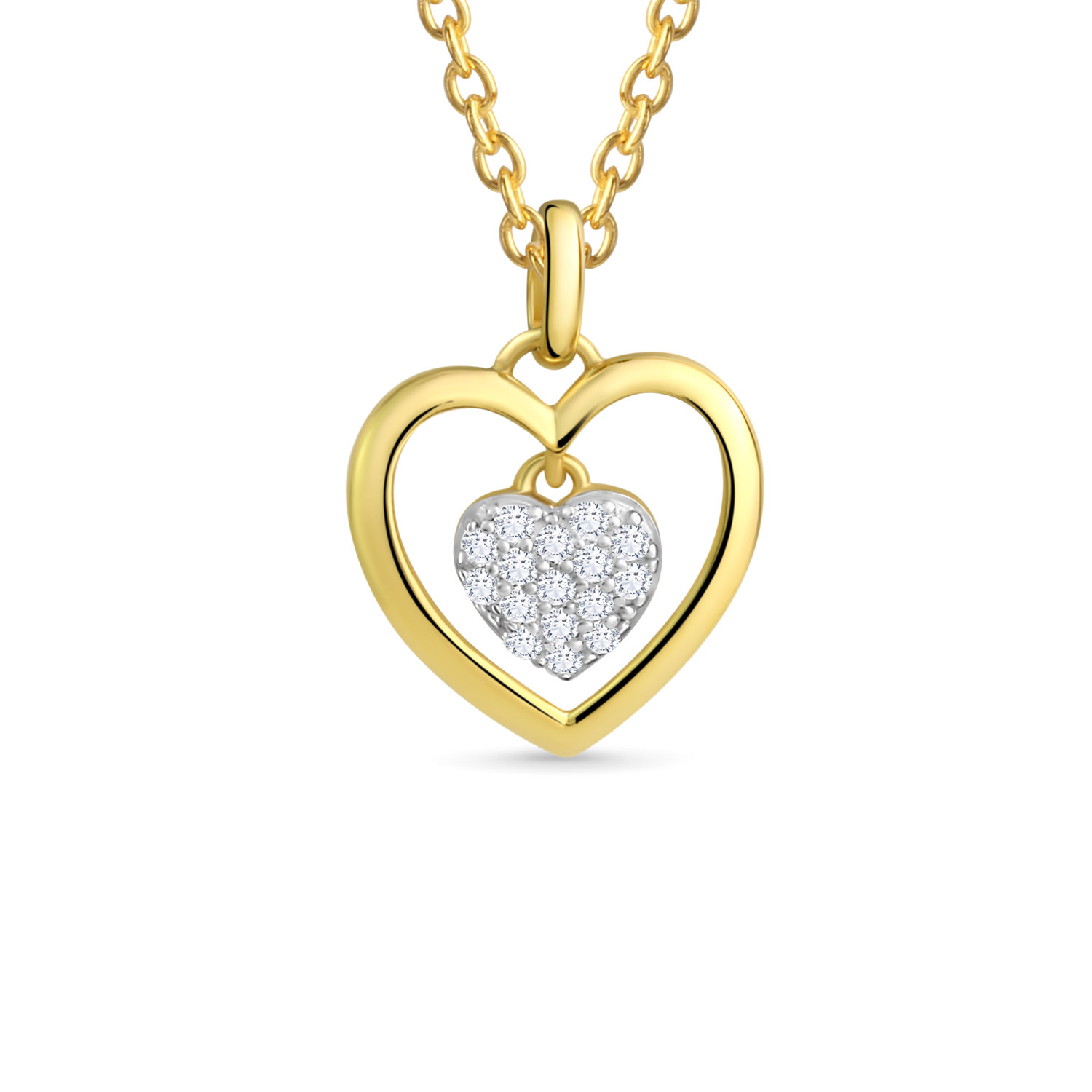Doppelherz Anhaenger Gold mit Zirkoniasteinen O 12 MM 53 53012
