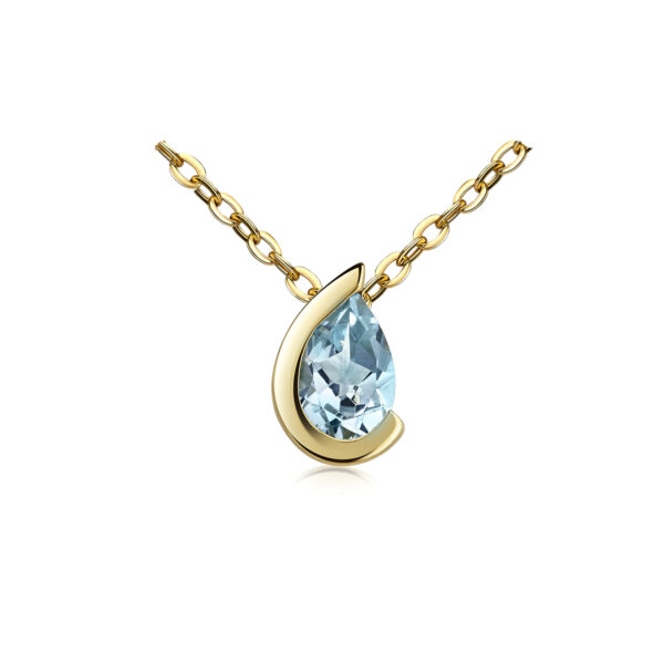 Echter Blautopas Anhaenger aus Gold in Tropfenform 53 2441bl