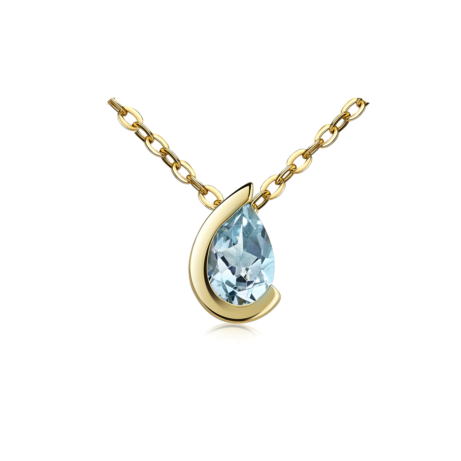 Echter Blautopas Anhaenger aus Gold in Tropfenform 53 2441bl