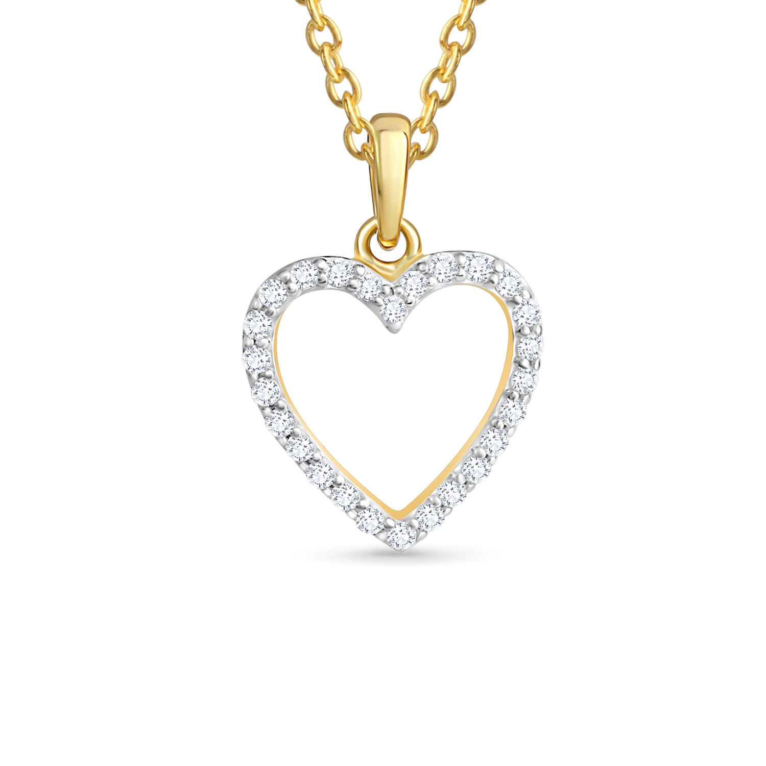 Offener Herzanhaenger Gold mit Zirkoniasteinen O 12 MM 53 53011