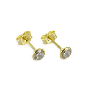 Minimalistische Runde Gold Ohrstecker Zirkonia 4mm