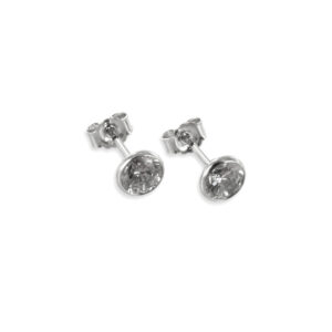 Weißgold Ohrstecker Kelchform mit Zirkonia 5mm