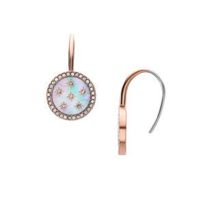 Fossil Ohrringe Roségold mit Sternen und Perlmutt