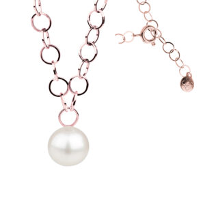 Rosévergoldete Edelstahl Halskette mit Perle 8MM