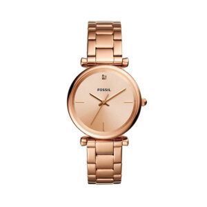 Fossil Carlie Damenuhr Roségold mit Glassteinen