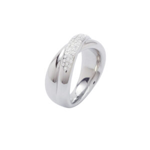 Damen Fossil Ring Edelstahl im X Design