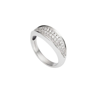 Moderner Fossil Damenring Silber mit Zirkonia