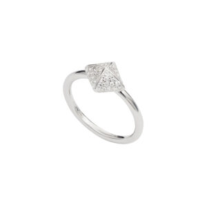 Viereckiger Fossil Ring Silber Damen mit Zirkonia