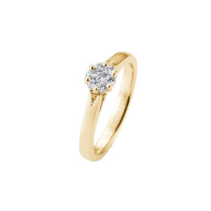 Goldener Verlobungsring Flower mit 7 Diamanten