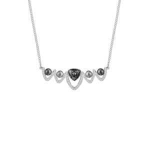 Damen Collier Swarovski Kristallperlen Grau