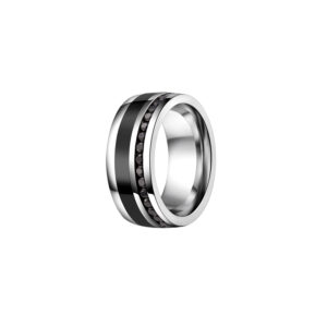 Unisex Edelstahl Ring Schwarz mit Keramikeinlage