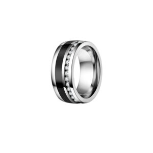 Schwarzer Edelstahl Keramik Ring mit Zirkonia