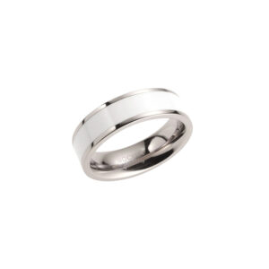 Einzigartiger Boccia Titan Ring Weiß mit Keramik 6MM
