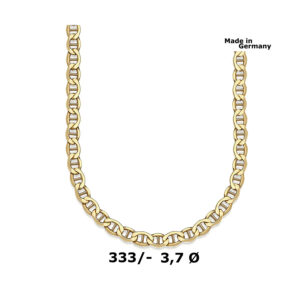 Diamantierte 8 Karat Marina Goldkette Breite 3,7mm