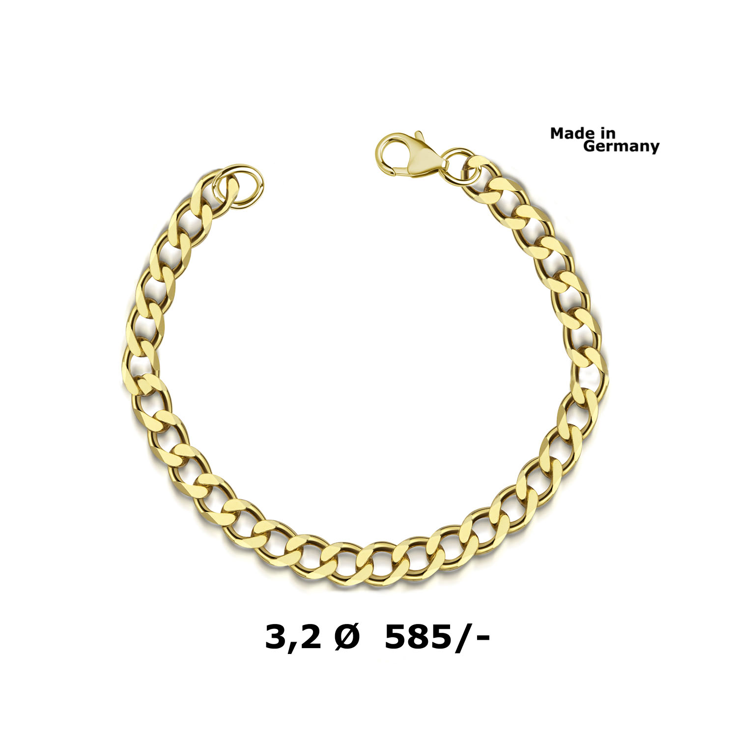 Exklusives 14 Karat Panzer Armband Gold poliert 3,2mm – Bild 1