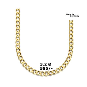 Exklusive 14 Karat Panzer Goldkette poliert 3,2mm