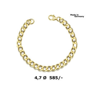 Markantes 14 Karat Gold Armband poliert 4,7mm