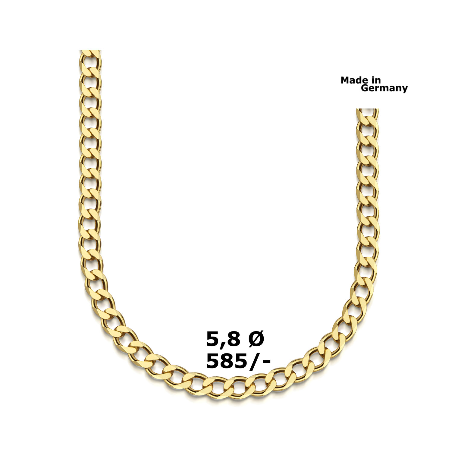 Wertvolle Panzerkette Gold 585 poliert breite 5,8mm – Bild 1