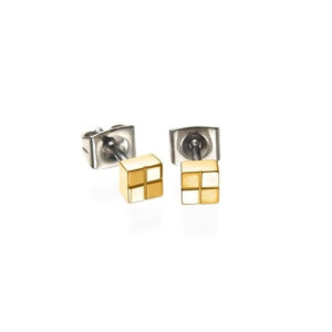 Vergoldete Boccia Reintitan Würfel Ohrstecker